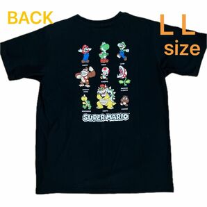 スーパーマリオ　半袖tシャツ L Lサイズ　ブラック　刺繍ロゴ　新品未使用タグ付き　メンズ　レディース