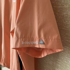 le coq sportif GOLF ルコックゴルフ ロゴ 刺繍 半袖 ハーフジップ ナイロン 裏ゴース ジャケット プルオーバー ブルゾン サーモンオレンジの画像5