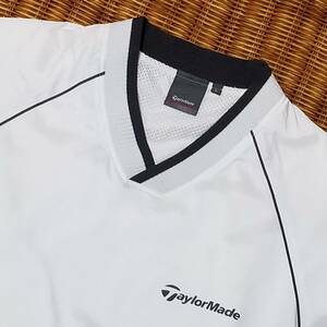 【訳あり】◎ TaylorMade テーラーメイド/ 長袖 ワンポイントプリントロゴ Vネック ウィンドジャケット 裏地あり　SIZE： L　オフホワイト