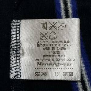 【デサント製/美品】◎ Munsingwear マンシングウェア/ 長袖 ワンポイント刺繍ロゴ ストライプ柄 ポロシャツ  SIZE： L ネイビーの画像7