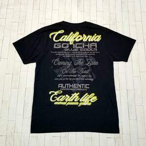 【美品】◎ GOTCHA ガッチャ/ 半袖 豪華刺繍ロゴ クルーネック Tシャツ カットソー ゴルフにも　SIZE： M　ブラック