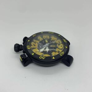 ガガミラノ GaGa MIRANO 腕時計 メンズ クロノ 48MM 100METRI 黒文字盤 ブラック イエロー 本体のみ 動作未確認 ジャンクの画像5