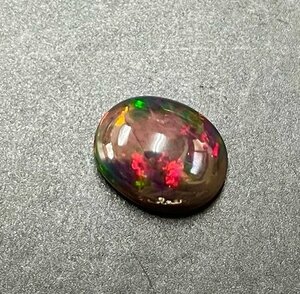 【超希少】極上大粒　最高級天然ブラックオパール　カボションルース　15.2×12.2mm　6.66ct　遊色綺麗　一円～