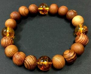 [ rare ]5A natural amber × shop . Japanese cedar bracele length ., better fortune one jpy ~