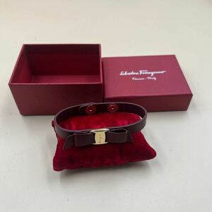 【極美品】Salvatore Ferragamo フェラガモ ヴァラリボン レザー ブレスレット アクセサリー レディース 