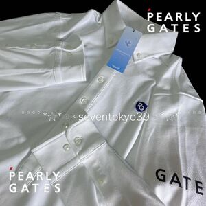 本物 新品40539165 PEARLY GATESパーリーゲイツ5(L)超人気 日本製 ミクロビエント鹿の子長袖シャツ 吸水速乾性 極上肌触 UVカット 防透　