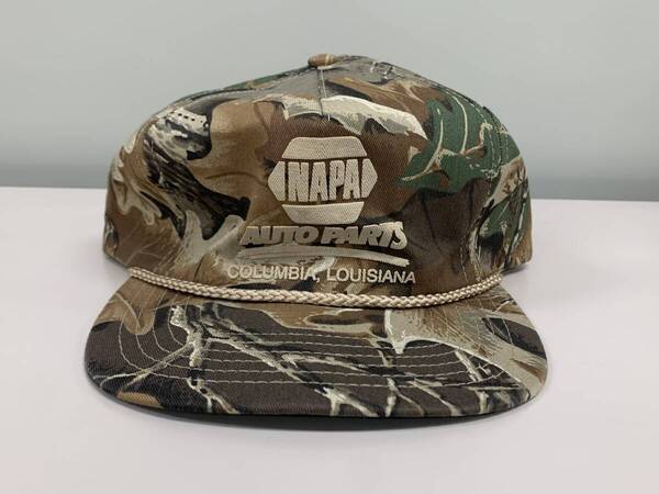 NAPA AUTO PARTS キャップ MADE IN USA 迷彩 ビンテージ ( アメリカ 雑貨 日用品 snapon CA LA アメ車 MOPAR HEMI 世田谷ベース ツバ裏緑