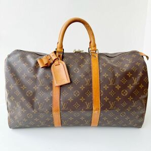 ◆ ルイ ヴィトン LOUIS VUITTON モノグラム キーポル 50 ボストンバッグ M41426 ブラウン メンズ レディース 旅行 トラベル かばんの画像1