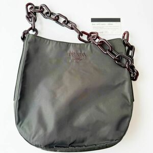 ◆ プラダ PRADA プラチェーン ショルダーバッグ カード付き B6429 グリーン ナイロン レディース 肩掛け かばん ベタ無し