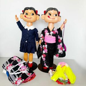 非売品 ◆ 店頭用 首振り ペコちゃん 2体セット 高さ約109cm 服付き ジャンク 昭和レトロ アンティーク