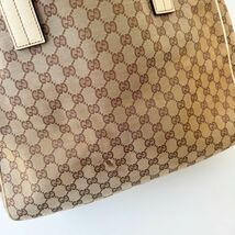 ◆ グッチ GUCCI GGキャンバス トートバッグ 113022 GG柄 ブラウン アイボリー キャンバス レザー レディース メンズ かばん_画像5