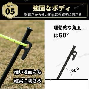 スチールペグ 20cm 8本 鍛造ペグ キャンプ アウトドア 設営 杭 強靭 ソリッド ソロキャンプ 頑丈 テント用品 タープ Ｋ2 ロープ フックの画像6