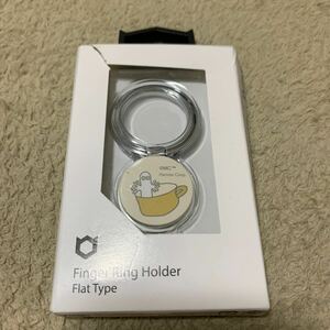 604t1307☆ iFace Finger Ring Holder ムーミン スマホリング 薄型 フラットタイプ (くすみホワイト/ニョロニョロ)