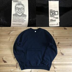 L 美品 LOS ANGELES APPAREL 14oz Heavy Fleece Crew ロサンゼルスアパレル スウェット ネイビー USA製 オーバーサイズ アメリカ製 1LDK 紺