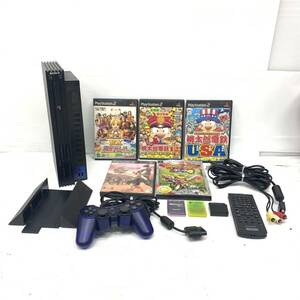 送料無料h58755 PS2 PlayStation2 プレステ2 SCPH-37000 本体 ゲームソフト コントローラー リモコン セット テレビゲーム機