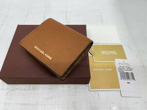 送料無料h58773-1 MICHEAL KORS マイケルコース 二つ折り財布 ミニ財布 カード入れ ブラウン系 レディース 箱付き 美品