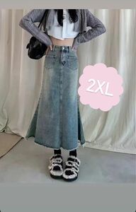 デニムスカート　ロング　マーメイド　スカート　レディース　デニム　おしゃれ　かわいい　着回し　フレア　スタイル　2XL