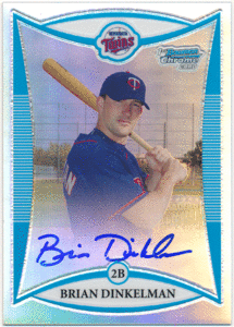 ☆ Brian Dinkelman MLB 2008 Bowman Chrome 1st Bowman Refractor Auto 500枚限定 直筆サイン リフオート ブライアン・ディンケルマン