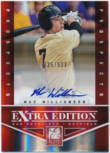 ☆ Mac Williamson MLB 2012 Donruss Elite Extra Edition Prospects Auto 533枚限定 直筆サイン オート マック・ウィリアムソン