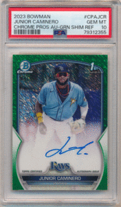 Junior Caminero 2023 Bowman Baseball Chrome Prospect Autographs Green Shimmer Refractor #CPA-JCR #19/99 #PSA10 完璧 カミネロ
