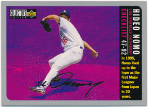 野茂英雄 MLB 1996 Upper Deck UD Collector's Choice Silver Signature Parallel パラレルカード Hideo Nomo