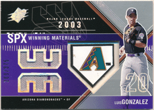 Luis Gonzalez MLB 2003 Upper Deck UD SPx Winning Materials Jersey 375枚限定 ジャージカード ルイス・ゴンザレス