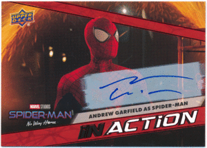 Andrew Garfield as Spider-Man 2023 Upper Deck Marvel No Way Home In Action Red Foil Auto autograph autograph auto 1:1222 pack 