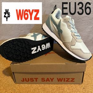 EU36【新品】W6YZ ウィズ　JET-W ホワイト×ライトブルー　メタリック