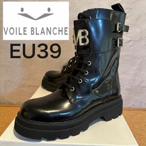 EU39 【新品】ボイルブランシェ　厚底ブーツ　ブラックエナメル　本革