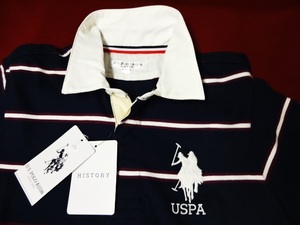 新品　POLO 半袖　ポロ　L　紺系　ラガーシャツ　/パパPOLO　送５２０円