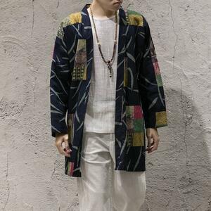  new goods men's long coat jacket cardigan casual outer mantle long kimono-like garment spring summer put on cotton flax thin Japanese clothes easy .M