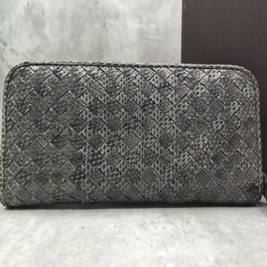 極希少/付属品付き●BOTTEGA VENETA ボッテガヴェネタ メンズ 長財布 パイソン ラウンドファスナー エキゾチック ヘビ レザー ダークグレーの画像3