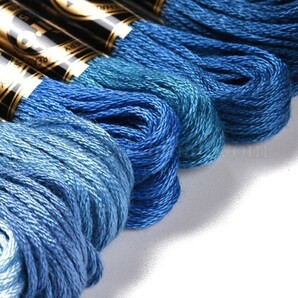 即決 刺繍糸12本 セット クロスステッチグラデーションカラー ブルー 0.5mmの画像2