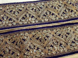 即決 ! 0.5mよりスパンコールチロリアンテープ 紫 アラビック ダンス 民族衣装 インド刺繍