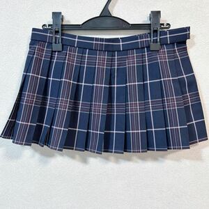 制服 紺・ピンク・えんじ色 チェック柄 マイクロミニスカートW78 丈29.5 冬用 大きいサイズ