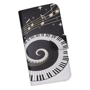 あんしんファミリースマホ A303ZT　スマホケース 手帳型 プリントケース ピアノ 音符 鍵盤 音楽