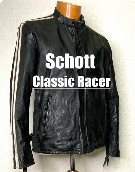 良品⑥schott【L】クラシックレーサー◇ライダース◇牛革ジャン ハーレーgpz