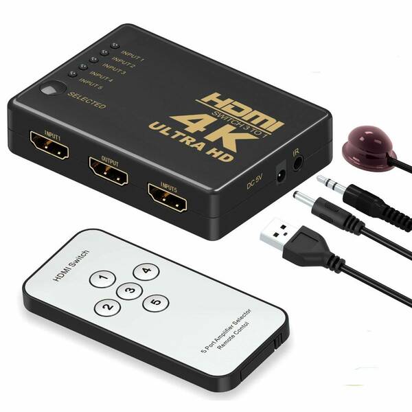 セレクターHDMI 5入力1出力 分配器 自動手動切り替え USB給電