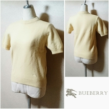 上質L【BURBERRY/バーバリー】LADIES/レディース 女性用 春物 半袖 ニット/セーター ライトイエロー系 トップス カットソー 綺麗系 _画像1