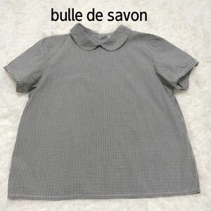 bulle de savon ビュルデサボン　ギンガムチェックブラウス　半袖　日本製　F