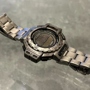 CASIO カシオ PRO TREK PRT-411 メンズ 腕時計 純正ベルト シルバー デジタル プロトレック/PRT-411/TRIPLE SENSOR チタン 10BARの画像3