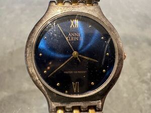 ANNE KLEIN II アンクライン 763H クォーツ QZ 3針 アナログ 腕時計 紺文字盤 ヴィンテージ 中古 WATER 100RESIST 