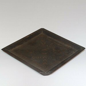 [TAKIYA]7292 [a dog industrial arts ita( tray )] tree carving ainu folk crafts.. Hokkaido tree industrial arts old fine art era 