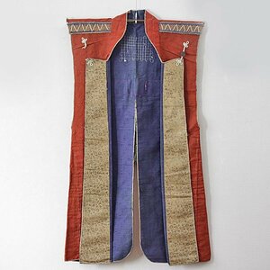 [TAKIYA]7274 [a собака . перо тканый ] подбородок Pao li раса костюм вышивка .. Hokkaido antique kimono textile старый изобразительное искусство времена 