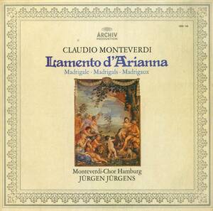 A00586042/LP/ユルゲン・ユルゲンス 「モンテヴェルディ：Lamento D Arianna - Madrigales」