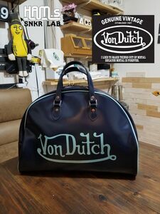 美品　VonDutch　ボンダッチ　ボストンバッグ　エナメル　ネイビー　水色　即完売品　レア　希少　109 ヴィンテージ美品