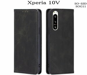 Xperia10V レザー手帳型ケース　SO-52D/SOG11 ブラック