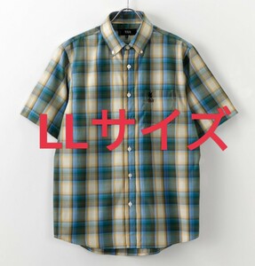 LLサイズ①送料無料！即決！【Ｍｒ．ＶＡＮ】カジュアルシャツ　ボタン付き　シャツ　半袖　チェック柄　半袖シャツ　xlサイズ