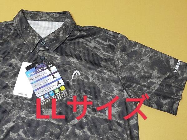 LLサイズ 送料無料 即決 ヘッド HEAD メンズ 吸水速乾 DRY ポロシャツ 抗菌防臭 ストレッチ 半袖【ブラック】ポリ100% ゴルフ Tシャツ