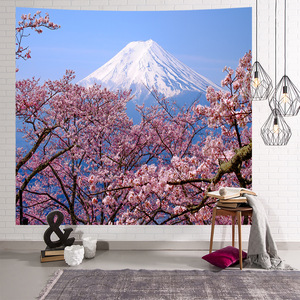 タペストリー 大判 壁掛け おしゃれ 日本 富士山 桜 自然 花 風景 大きい 背景布 ウォール フラッグ インテリア 布 150×130cm 05 富士桜